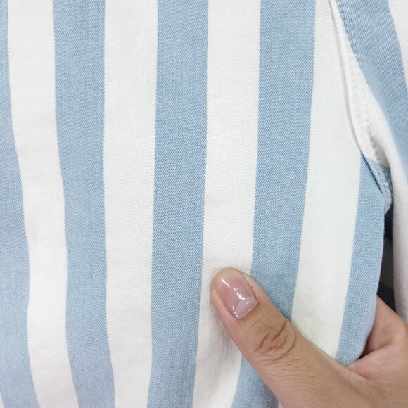 Good American Good Legs Crop Jeans Size 12 /31 Skinny White Blue Striped - Picture 14 of 15